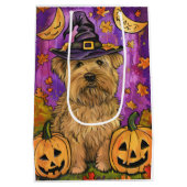 Spooky Wheaten Terrier Dog Halloween Hexenkürbis Mittlere Geschenktüte (Rückseite)
