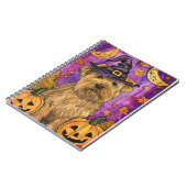 Spooky Wheaten Terrier Dog Halloween Hexenkürbis Notizblock (Linke Seite)