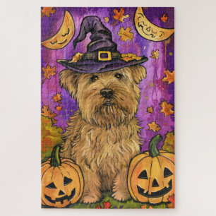 Spooky Wheaten Terrier Dog Halloween Hexenkürbis Puzzle