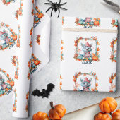 Spooky Whimsical Fox Pumpkin Patch Halloween Geschenkpapier