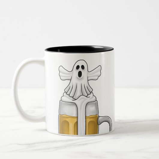 Spooky White Ghost Zweifarbige Tasse (Links)