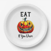 Spooky White Smiling Pumpkin Halloween Party Pappteller (Vorderseite)