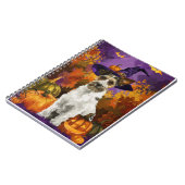 Spooky Wirefox Terrier Dog Halloween Hexenkürbis Notizblock (Linke Seite)