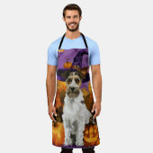 Spooky Wirefox Terrier Dog Halloween Hexenkürbis Schürze (Getragen)