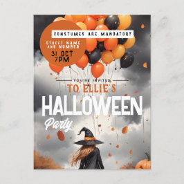 Spooky Witch Balloons Halloween-Party Einladung Postkarte