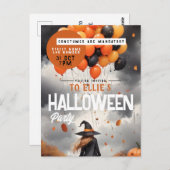 Spooky Witch Balloons Halloween-Party Einladung Postkarte (Vorne/Hinten)