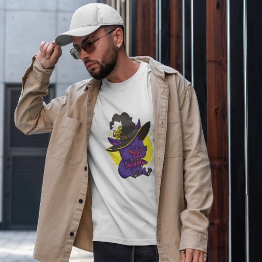 Spooky Witch Bat Cartoon T-Shirt