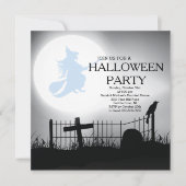 Spooky Witch Graveyard Halloween-Party Einladung (Vorderseite)