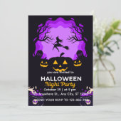 Spooky Witch Halloween Night Party Invitation Einladung (Stehend Vorderseite)