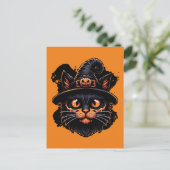 Spooky Witch Hat Kitty Postkarte (Stehend Vorderseite)