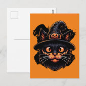 Spooky Witch Hat Kitty Postkarte (Vorne/Hinten)