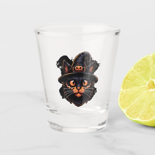 Spooky Witch Hat Kitty Schnapsglas (Vorderseite)