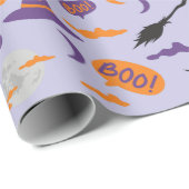 Spooky Witch, Moon und Broom Halloween Geschenkwra Geschenkpapier (Rolleneckpunkt)