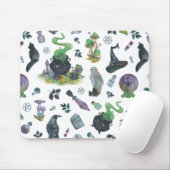 Spooky Witch Pattern Mousepad (Mit Mouse)