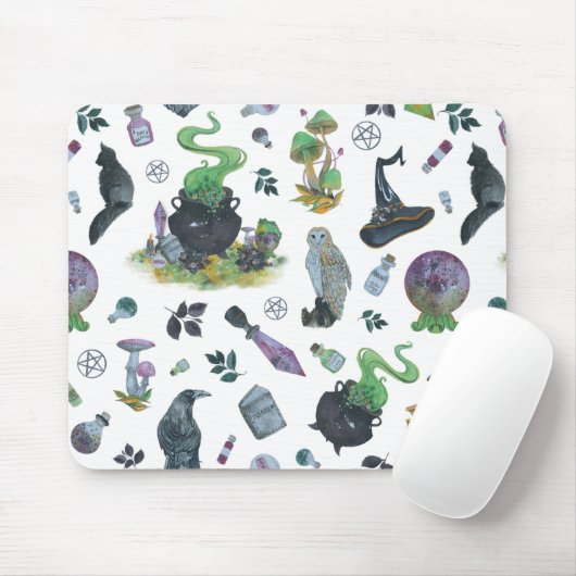 Spooky Witch Pattern Mousepad (Mit Mouse)