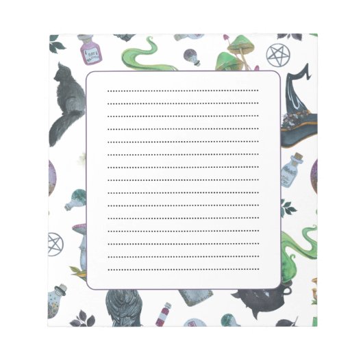 Spooky Witch Pattern Notizblock (Vorderseite)