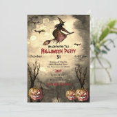 Spooky Witch Pumpkins Halloween-Party Einladung (Stehend Vorderseite)
