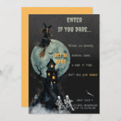 Spooky Witch Skeleton - Haunted House | Halloween Einladung (Vorne/Hinten)