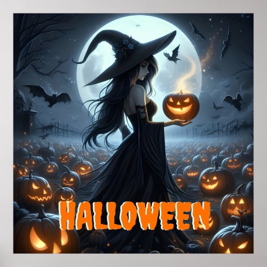 Spooky Witch und Jack-O-Lanterns Poster (Vorne)