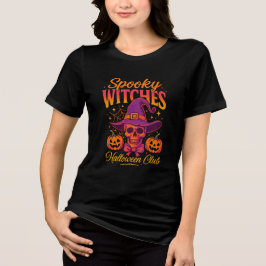 Spooky Witches Halloween Club Skull - Witch Hat Tri-Blend Shirt