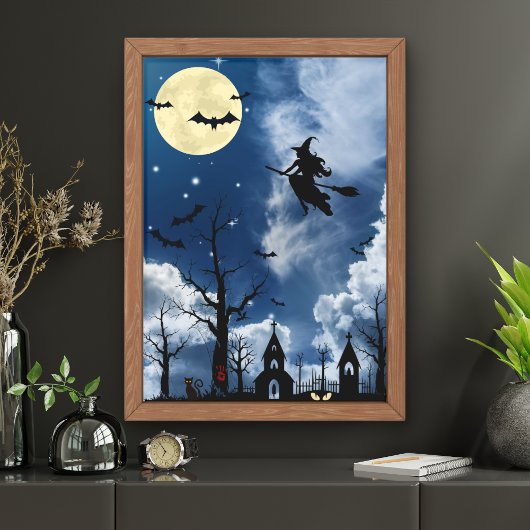 Spooky Witz Moon Halloween Wall Art Poster