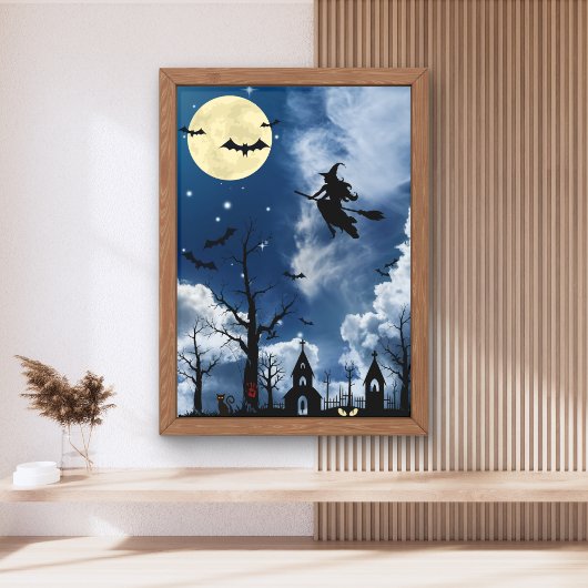 Spooky Witz Moon Halloween Wall Art Poster