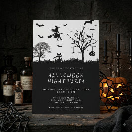 Spooky Witz Schwarz-Weiß-Halloween-Party Einladung