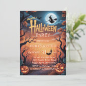 Spooky Witz & Spuk Halloween-Party Einladung (Stehend Vorderseite)