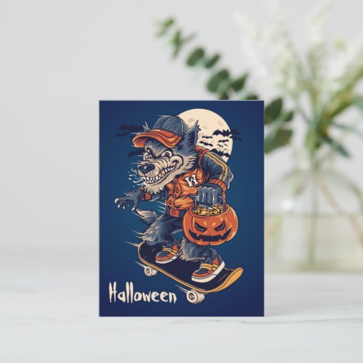 Spooky Wolf Postkarte (Stehend Vorderseite)