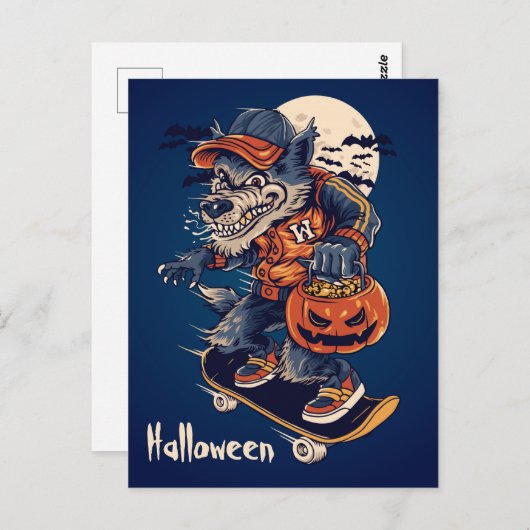 Spooky Wolf Postkarte (Vorne/Hinten)