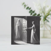 Spooky Woman und Ghost Guest Vintag Illustration Karte (Stehend Vorderseite)