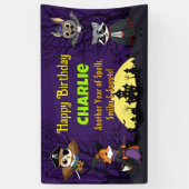 Spooky Woodland Tiere in Kostüm glücklich Geburtst Banner (Vertikal)