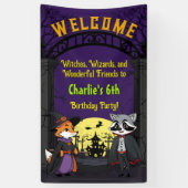 Spooky Woodland Tiere in Kostüm Party Willkommen Banner (Vertikal)
