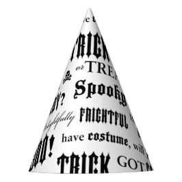 Spooky Words Schwarz-weißes Halloween-Party Hut Partyhütchen