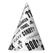 Spooky Words Schwarz-weißes Halloween-Party Hut Partyhütchen (Links)