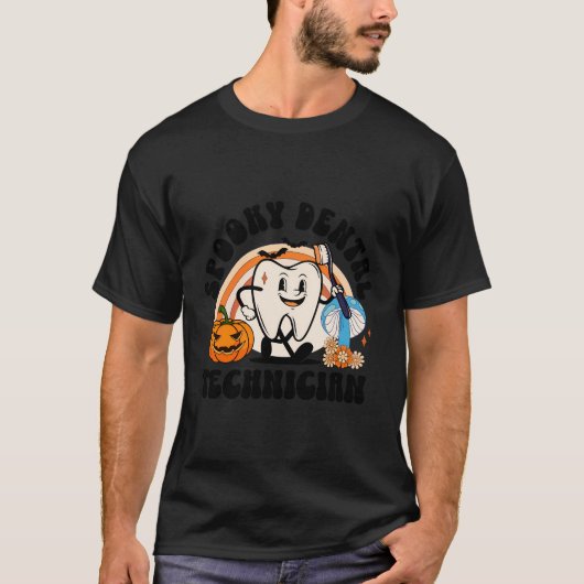 Spooky Zahntechniker Retro Halloween Zahnarzt H T-Shirt (Vorderseite)