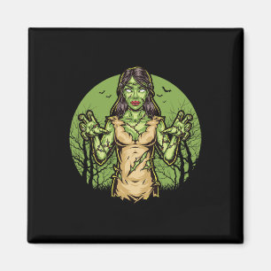 Spooky Zombie Fun Halloween Beängstigend Zombie Ha Magnet