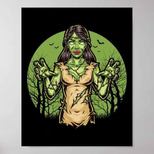Spooky Zombie Fun Halloween Beängstigend Zombie Ha Poster (Vorne)