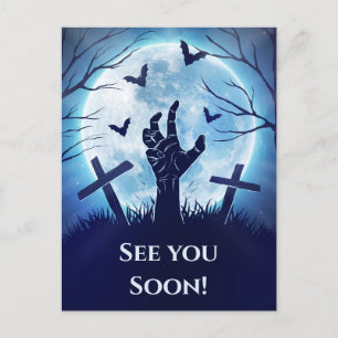 Spooky Zombie Graveyard (Mitternachtsblau) Postkarte