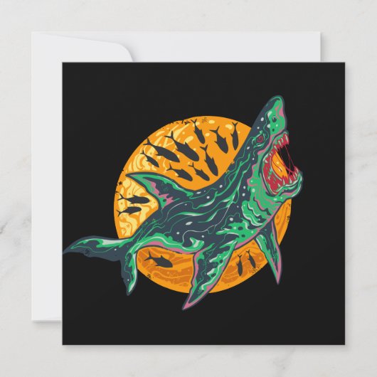 Spooky Zombie Hai Halloween Sea Creature Einladung (Vorderseite)