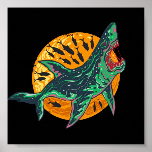 Spooky Zombie Hai Halloween Sea Creature Poster (Vorne)