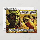 Spooky Zombie Halloween-Party Einladung Postkarte (Vorne/Hinten)