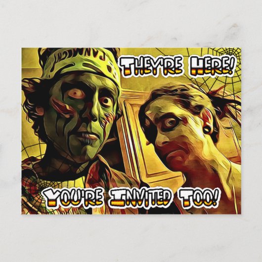 Spooky Zombie Halloween-Party Einladung Postkarte (Vorderseite)