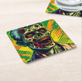 Spooky Zombie Halloween-Party Rechteckiger Pappuntersetzer (angewinkelt)