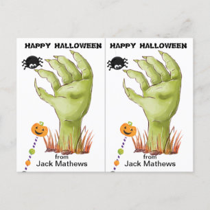 Spooky Zombie Hand School Party Halloween Card Postkarte