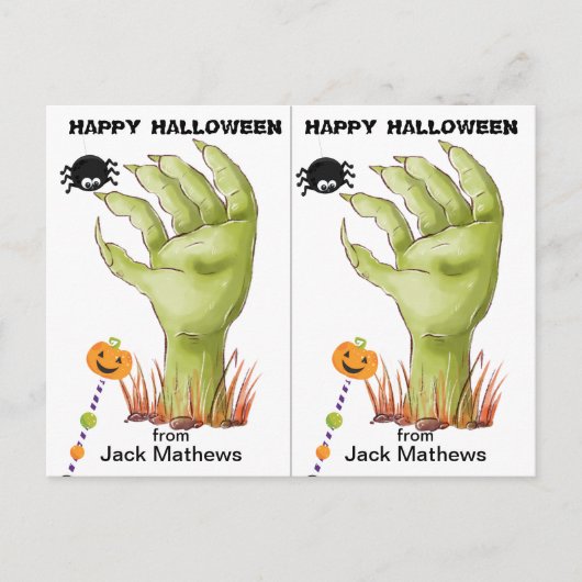Spooky Zombie Hand School Party Halloween Card Postkarte (Vorderseite)