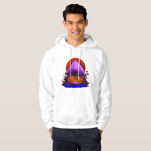 spooky zombie mushroom retro Halloween party Hoodie (Vorne ganz)