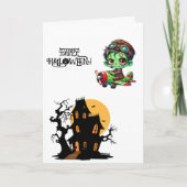 Spooky Zombie Pilot Flugzeug und Spuk Haus Foto Karte (Vorderseite)