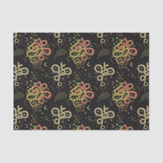 Spooky Zwei gegenüberliegende Schlangen Moon Blätt Seidenpapier (Vorderseite)