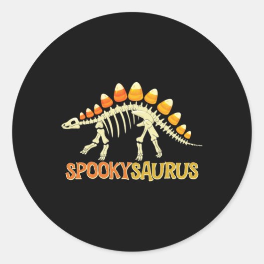 Spookysaurus Candy Corn Dinosaur Skelett Frohes Ha Runder Aufkleber (Vorderseite)